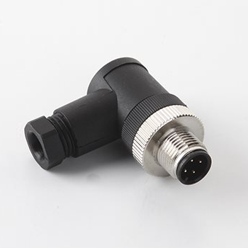 M12 Serial Connector, B code,R/A,W/Hood-Male